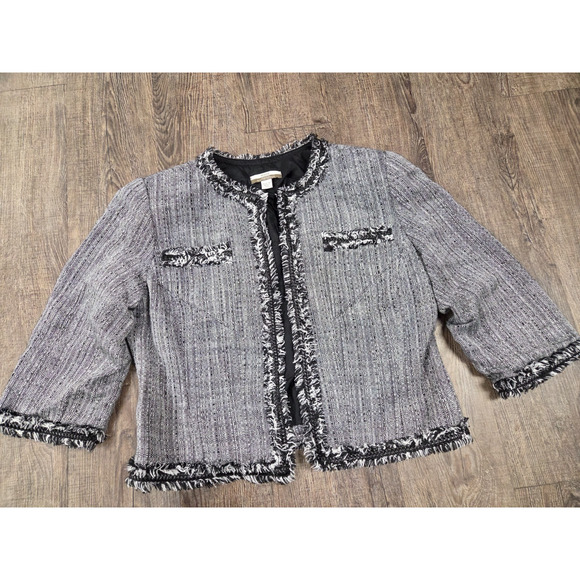 Blazer Jackets & Blazers - Muse for Boston Proper 3/4 Sleeve Jacket Blazer White/Black Women's Size 10